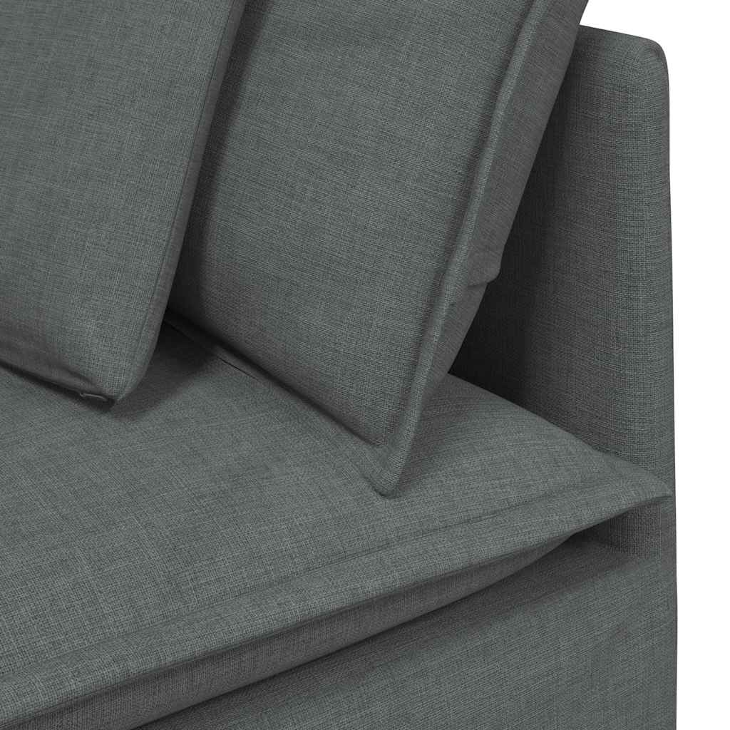 vidaXL Modulares Sofa mit Fußhocker Kissen Stoff Dunkelgrau
