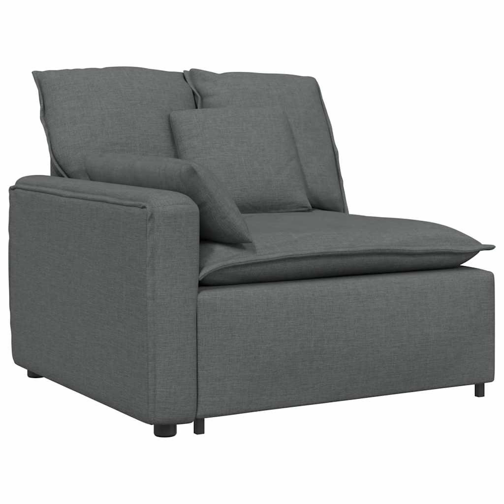 vidaXL Modulares Sofa mit Fußhocker Kissen Stoff Dunkelgrau