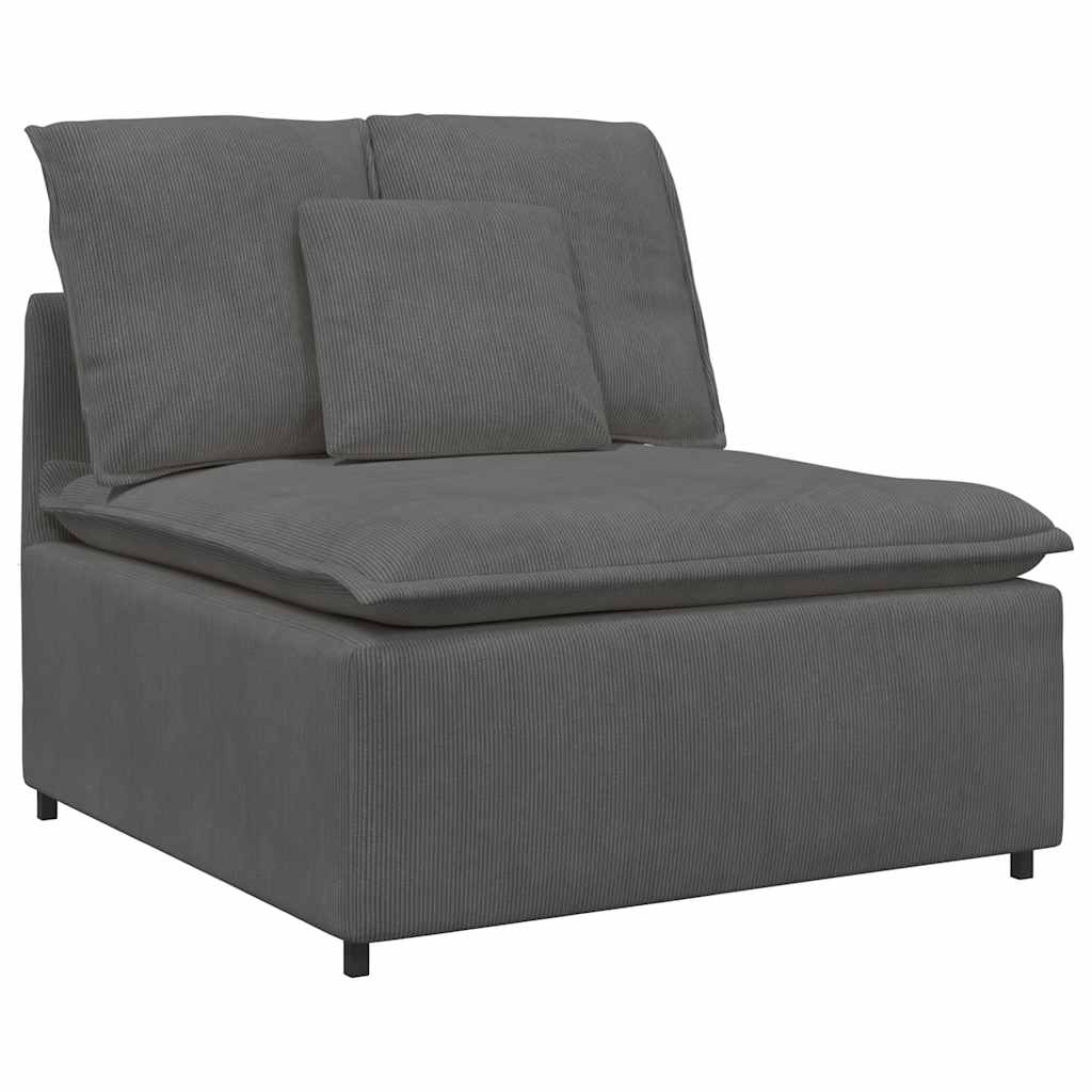 vidaXL Modulares Sofa mit Fußhocker Kissen Cordstoff Dunkelgrau