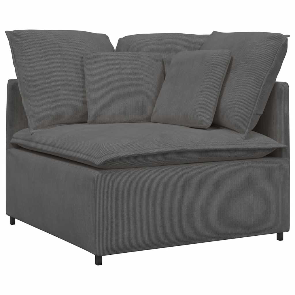 vidaXL Modulares Sofa mit Fußhocker Kissen Cordstoff Dunkelgrau