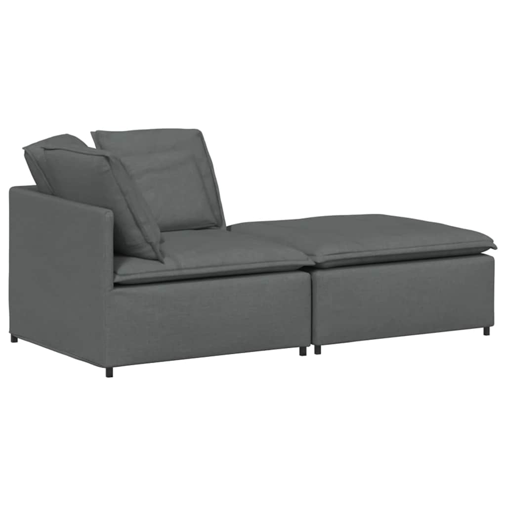vidaXL Modulares Sofa mit Fußhocker Kissen Stoff Dunkelgrau