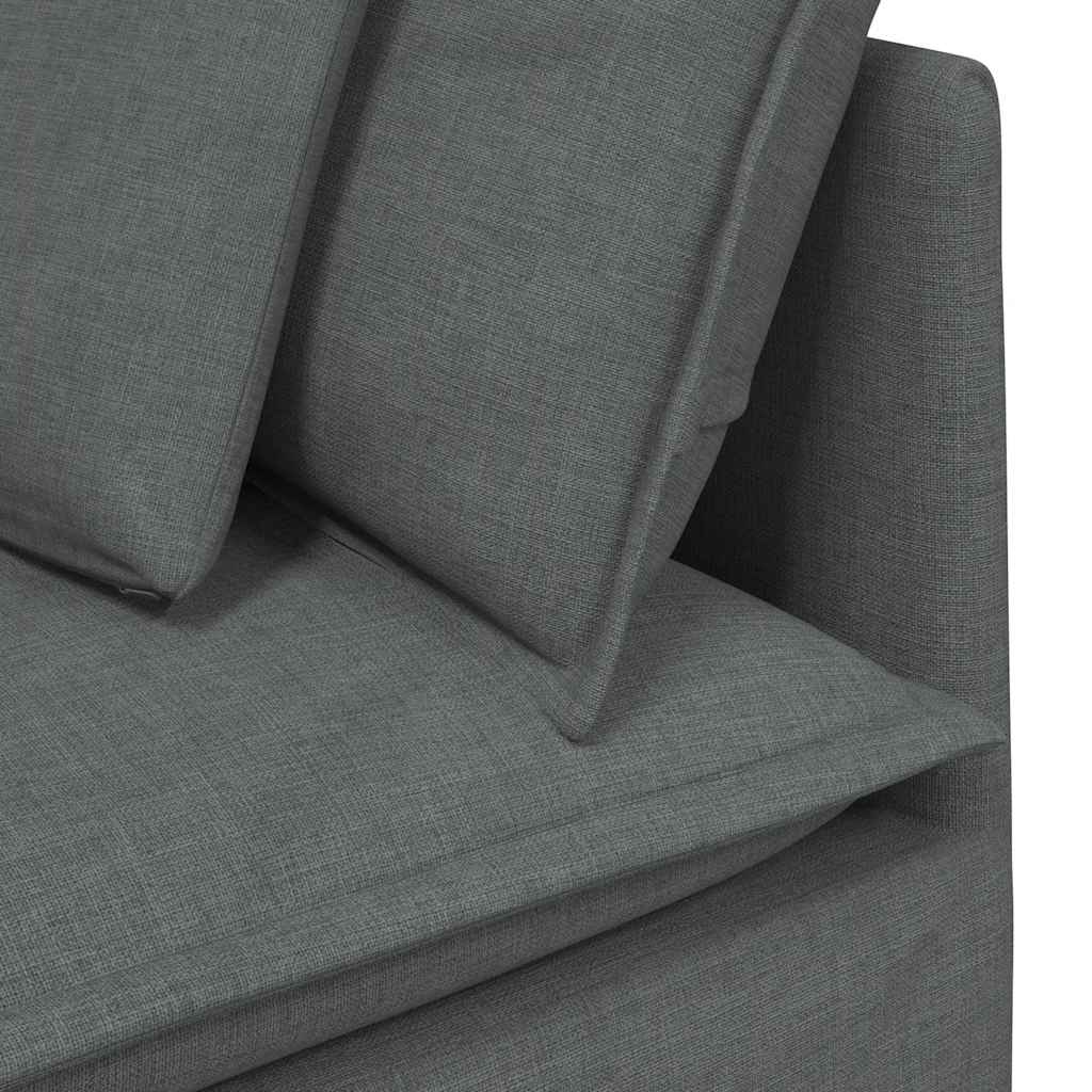 vidaXL Modulares Sofa mit Fußhocker Kissen Stoff Dunkelgrau