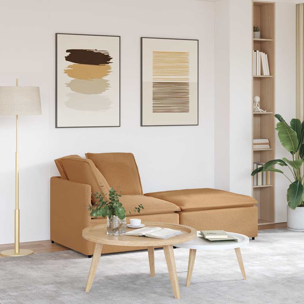 vidaXL Modulares Sofa mit Hocker Kissen Stoff in Lammwolloptik Beige