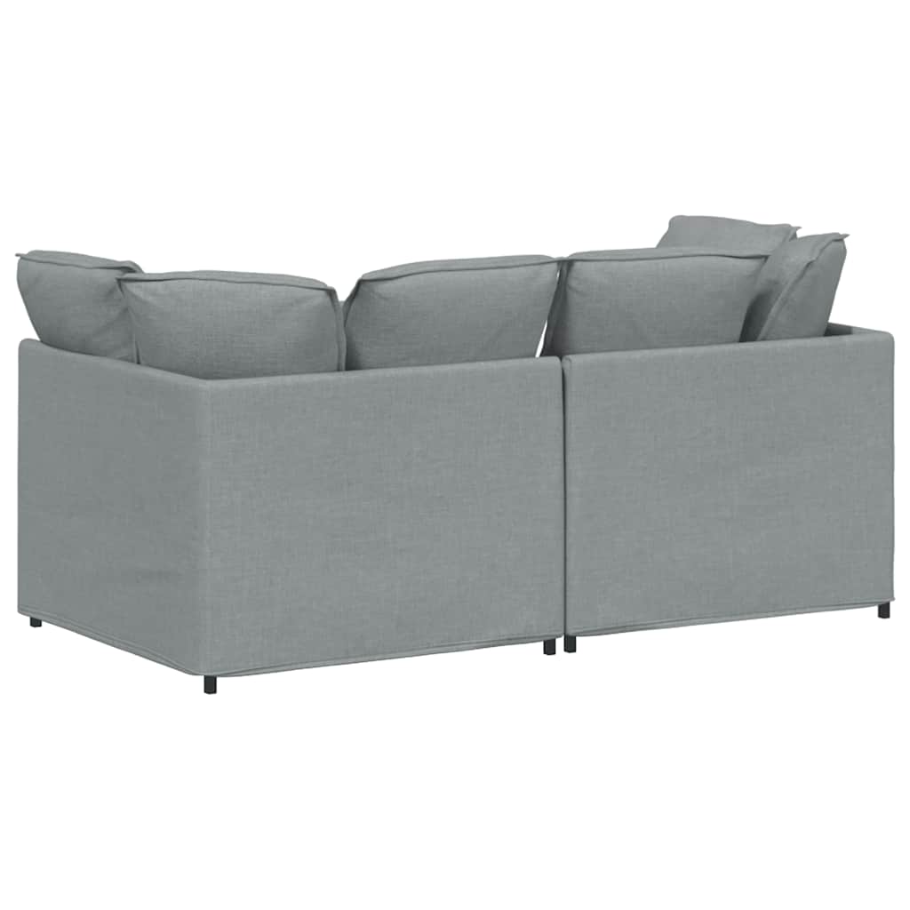 vidaXL Modulares Sofa mit Kissen Stoff Hellgrau