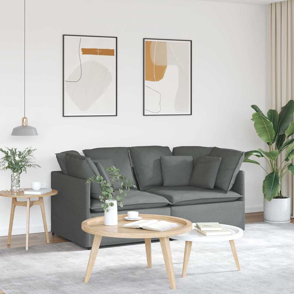 vidaXL Modulares Sofa mit Kissen Stoff Hellgrau