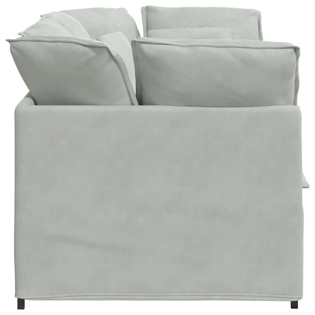 vidaXL Modulares Sofa mit Kissen Samt Hellgrau