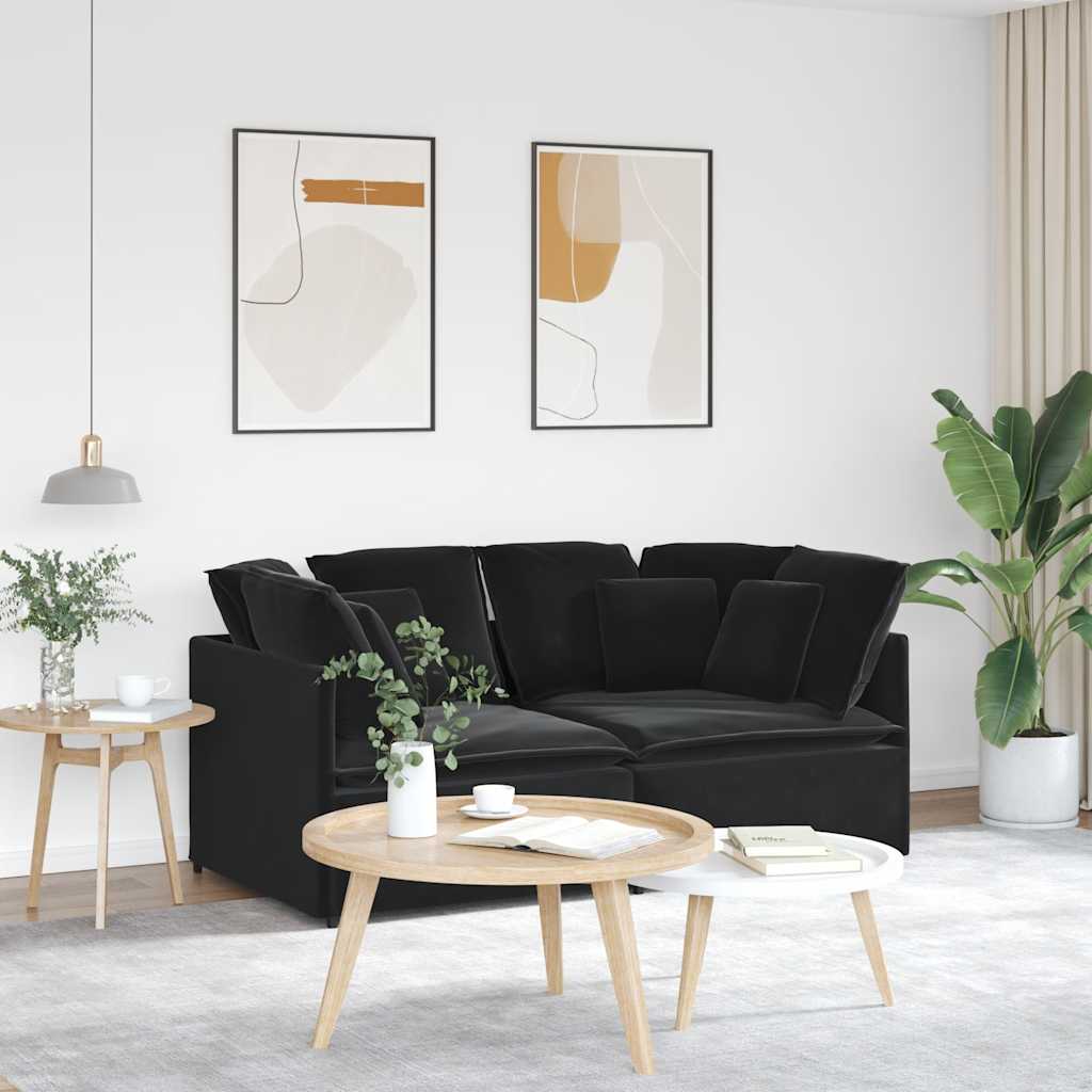 vidaXL Modulares Sofa mit Kissen Samt Hellgrau