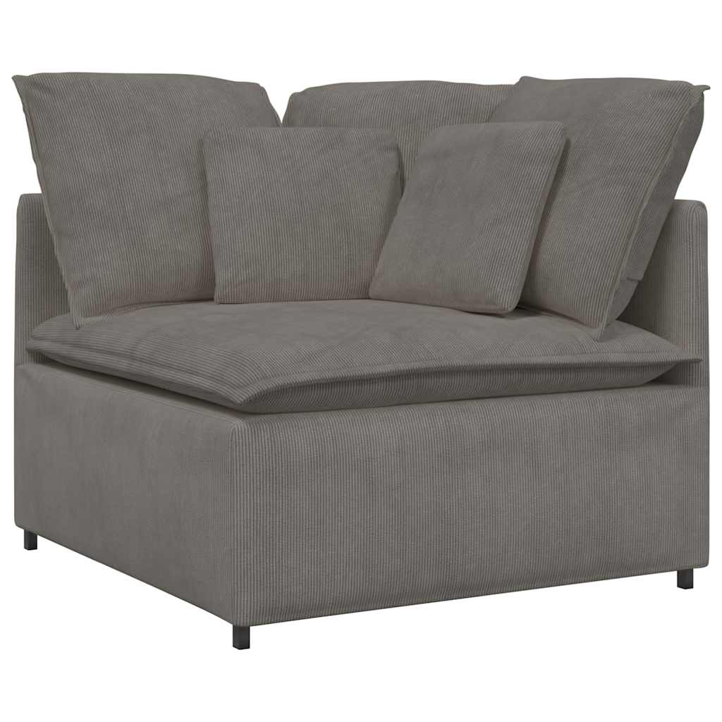 vidaXL Modulares Sofa mit Kissen Cordstoff Hellgrau
