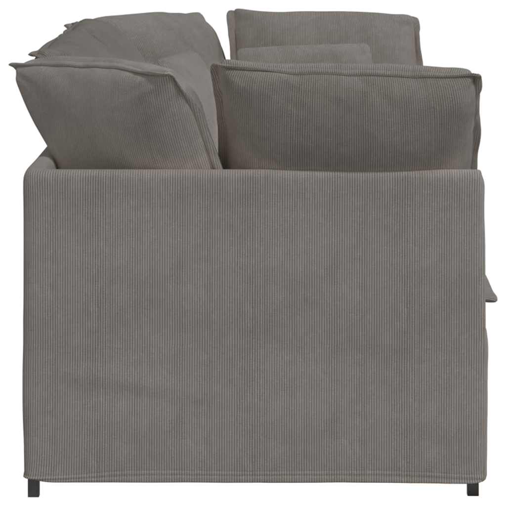 vidaXL Modulares Sofa mit Kissen Cordstoff Hellgrau
