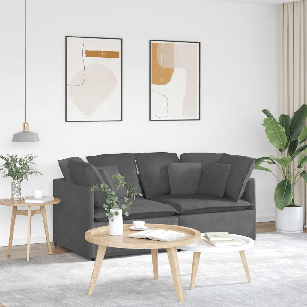vidaXL Modulares Sofa mit Kissen Cordstoff Hellgrau