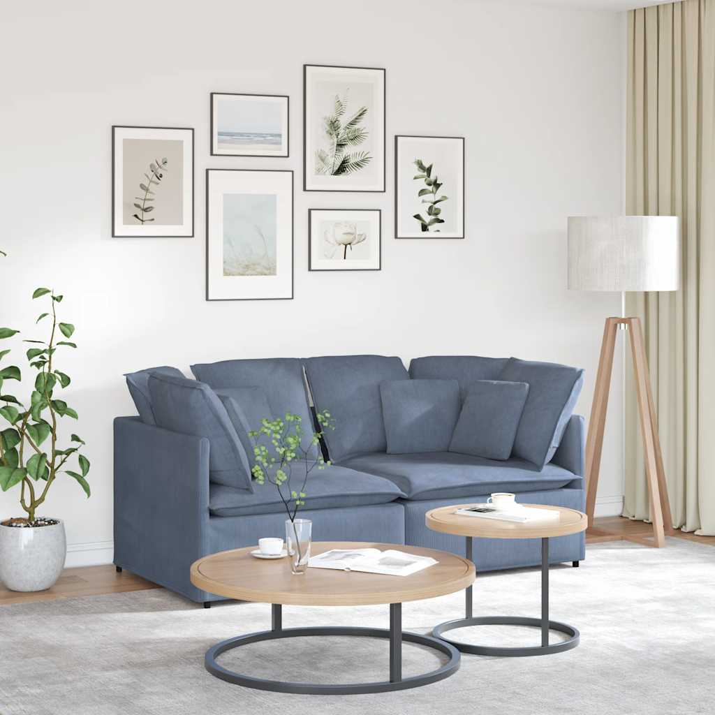 vidaXL Modulares Sofa mit Kissen Cordstoff Hellgrau