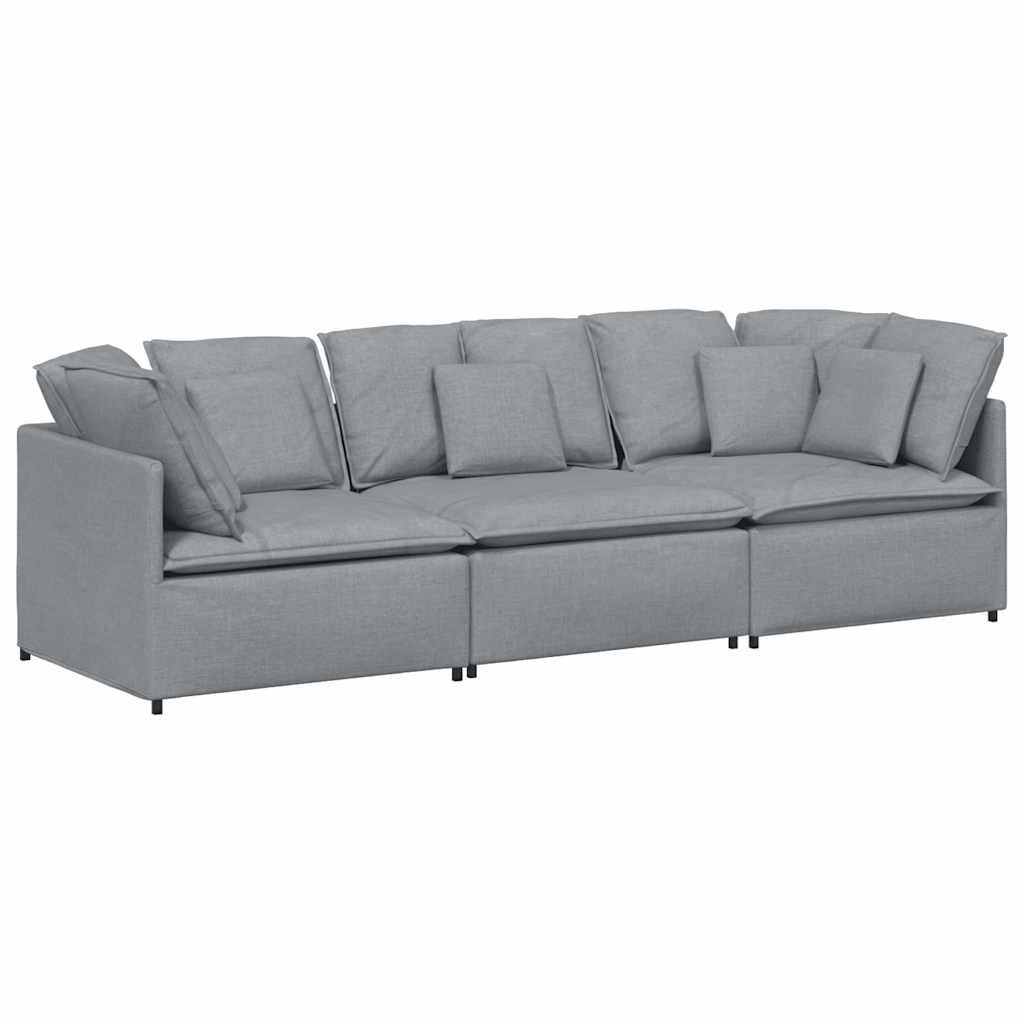 vidaXL Modulares Sofa mit Kissen Stoff Hellgrau
