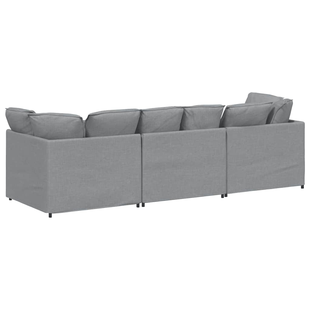 vidaXL Modulares Sofa mit Kissen Stoff Hellgrau