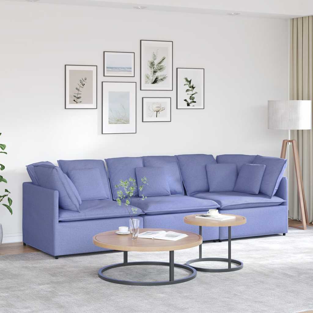 vidaXL Modulares Sofa mit Kissen Stoff Hellgrau