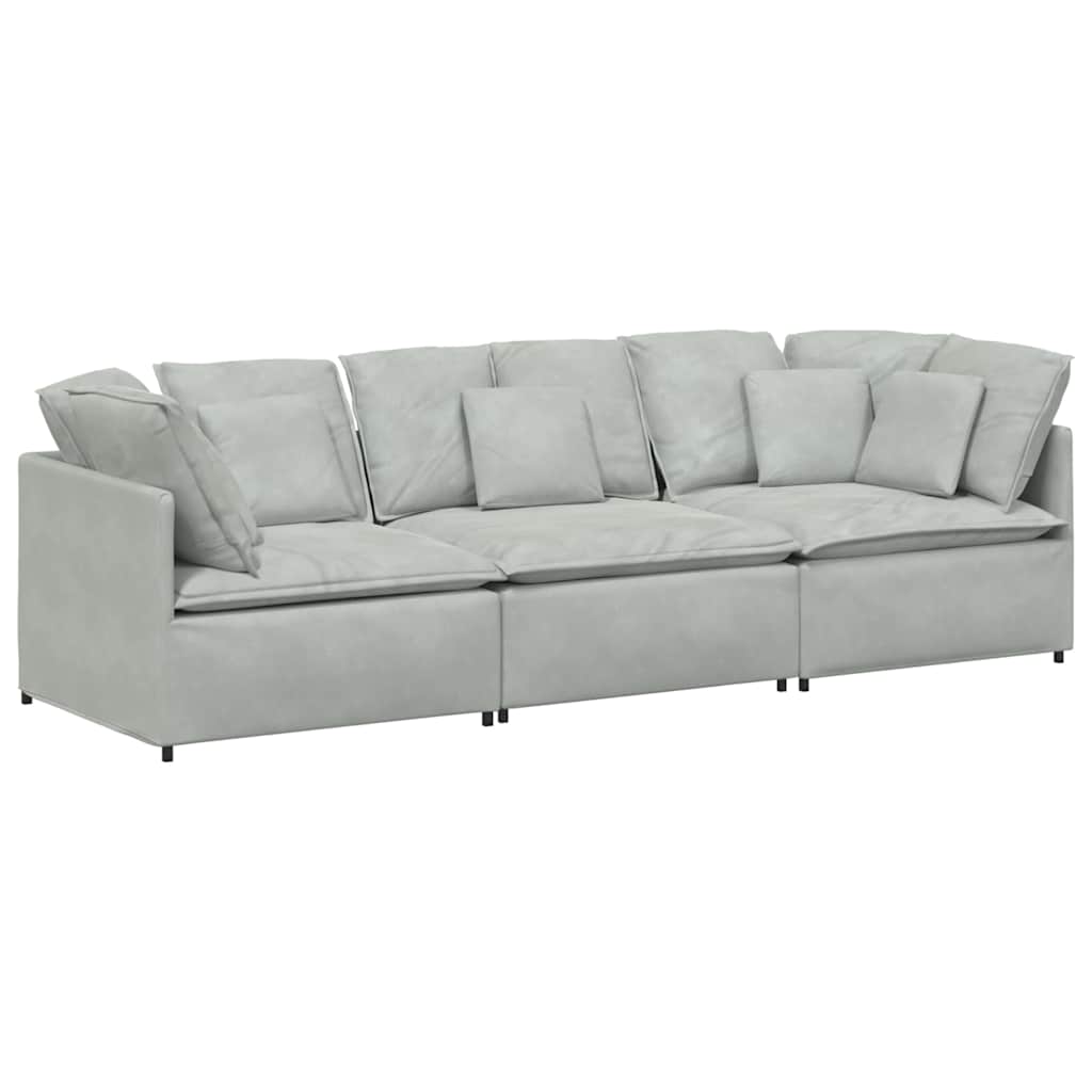 vidaXL Modulares Sofa mit Kissen Samt Hellgrau