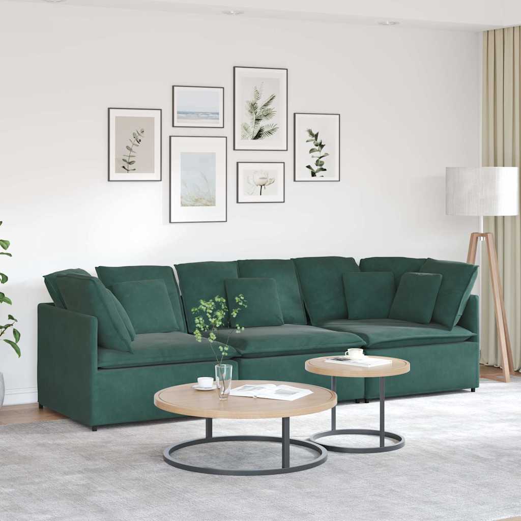 vidaXL Modulares Sofa mit Kissen Samt Hellgrau
