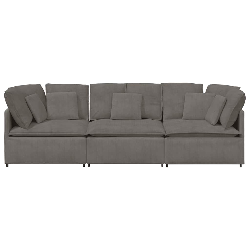 vidaXL Modulares Sofa mit Kissen Cordstoff Hellgrau