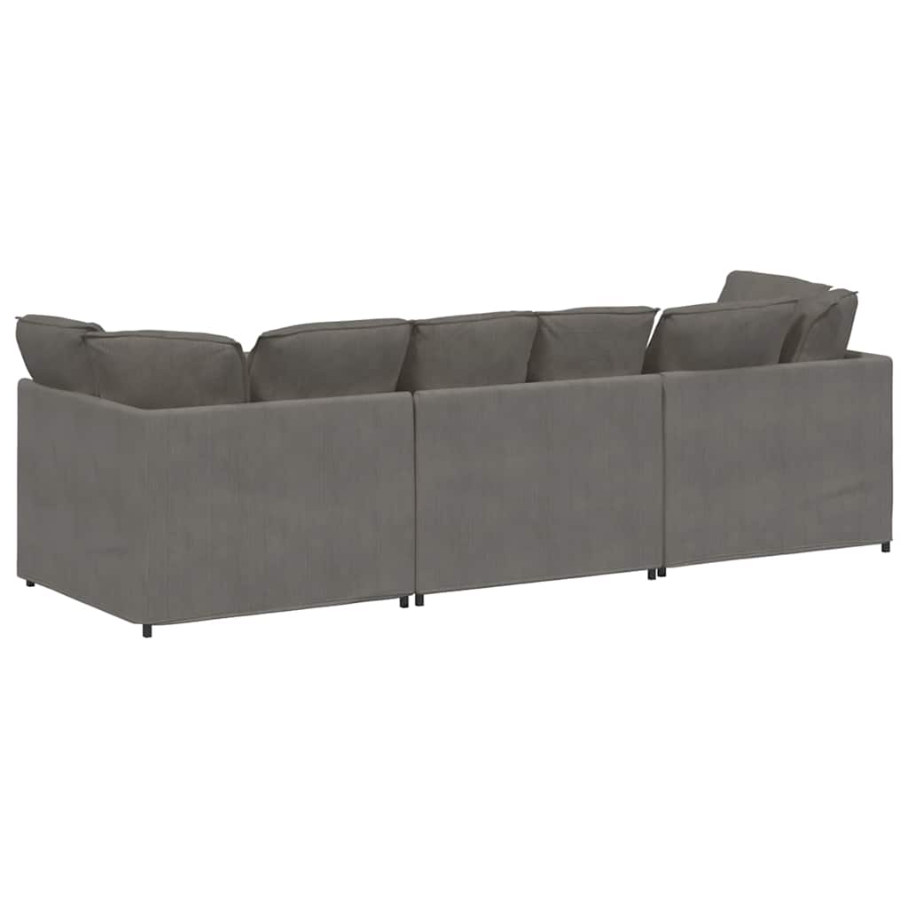 vidaXL Modulares Sofa mit Kissen Cordstoff Hellgrau