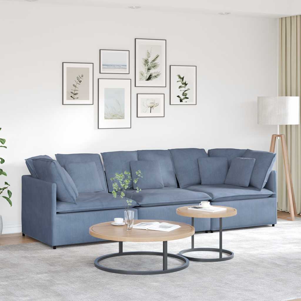 vidaXL Modulares Sofa mit Kissen Cordstoff Hellgrau