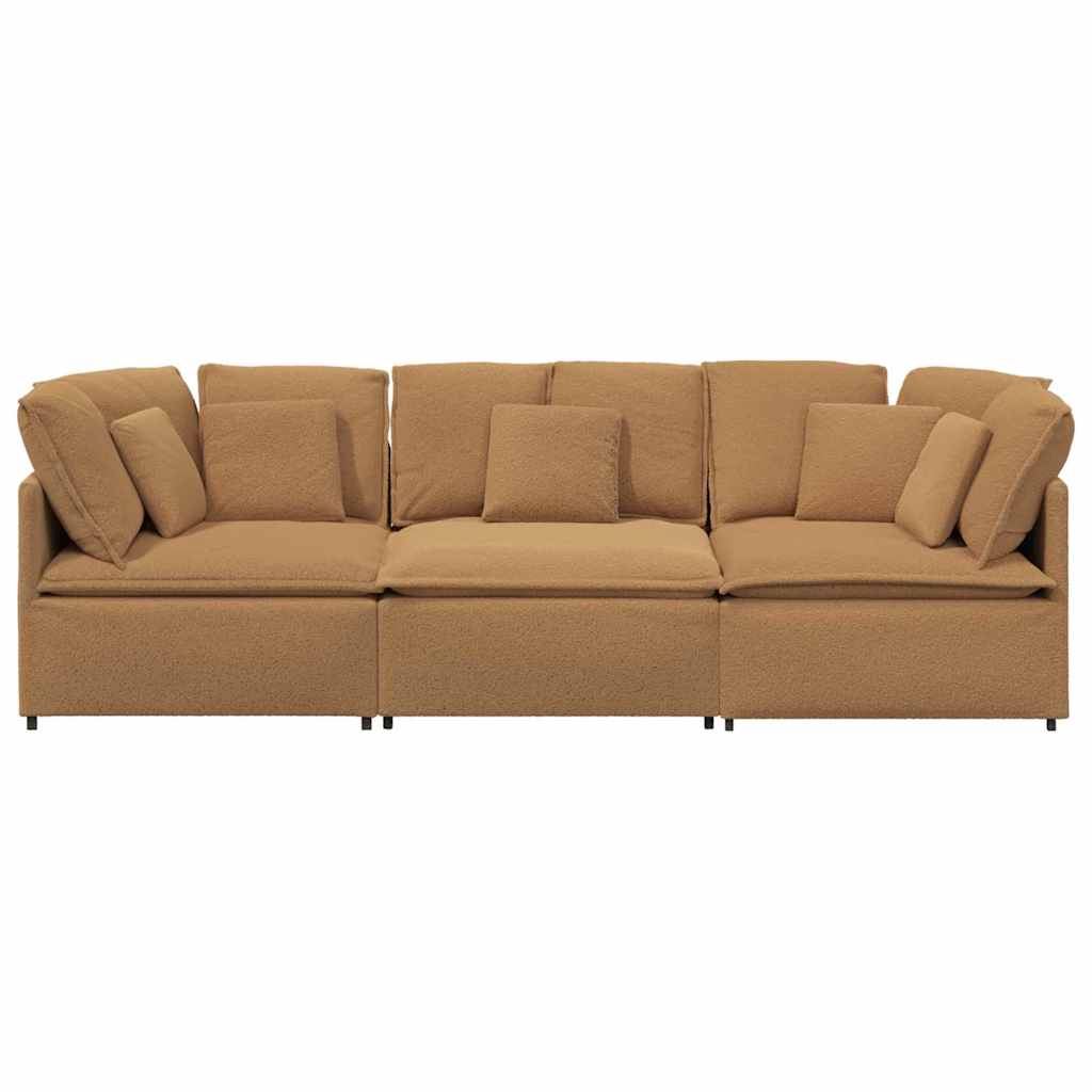 vidaXL Modulares Sofa mit Kissen Stoff in Lammwolloptik Beige