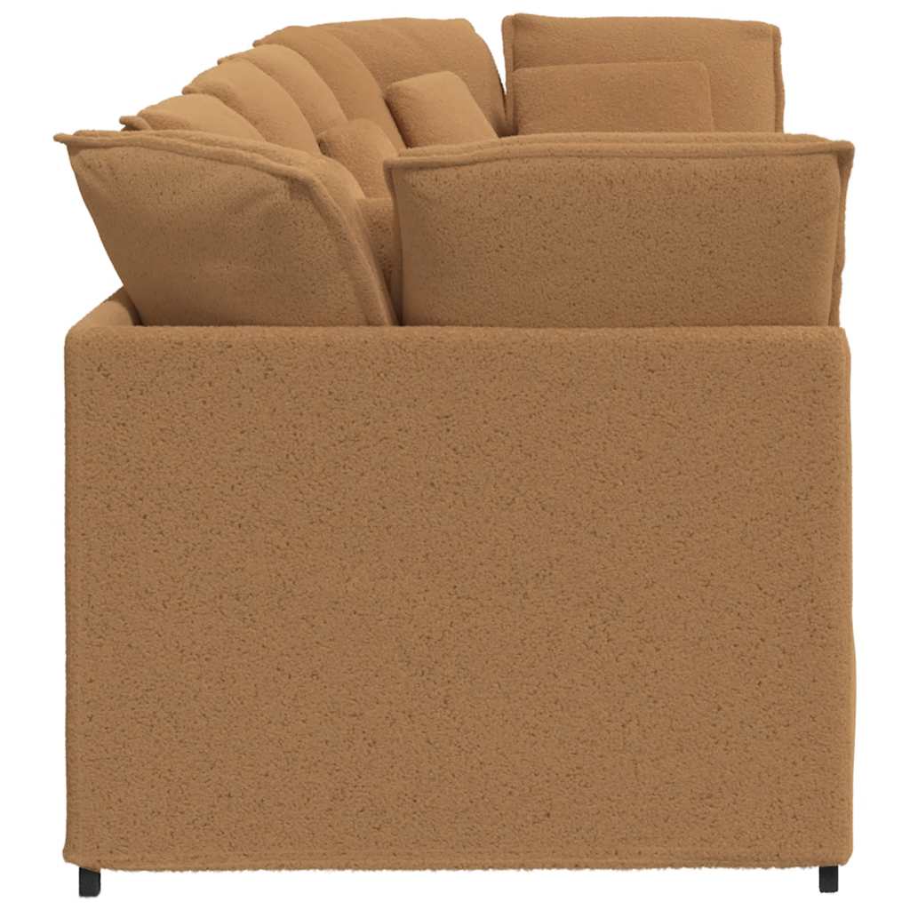 vidaXL Modulares Sofa mit Kissen Stoff in Lammwolloptik Beige