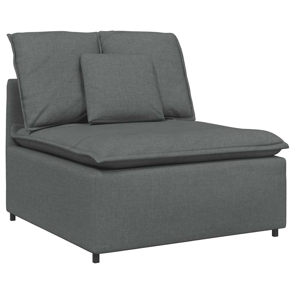 vidaXL Modulares Sofa mit Fußhocker Kissen Stoff Dunkelgrau