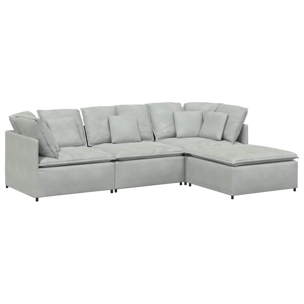 vidaXL Modulares Sofa mit Fußhocker Kissen Samt Hellgrau