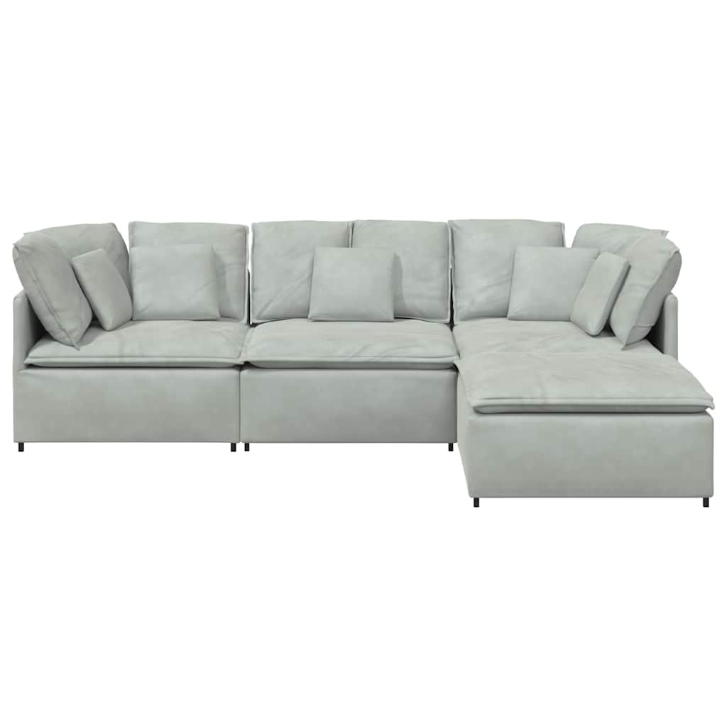 vidaXL Modulares Sofa mit Fußhocker Kissen Samt Hellgrau