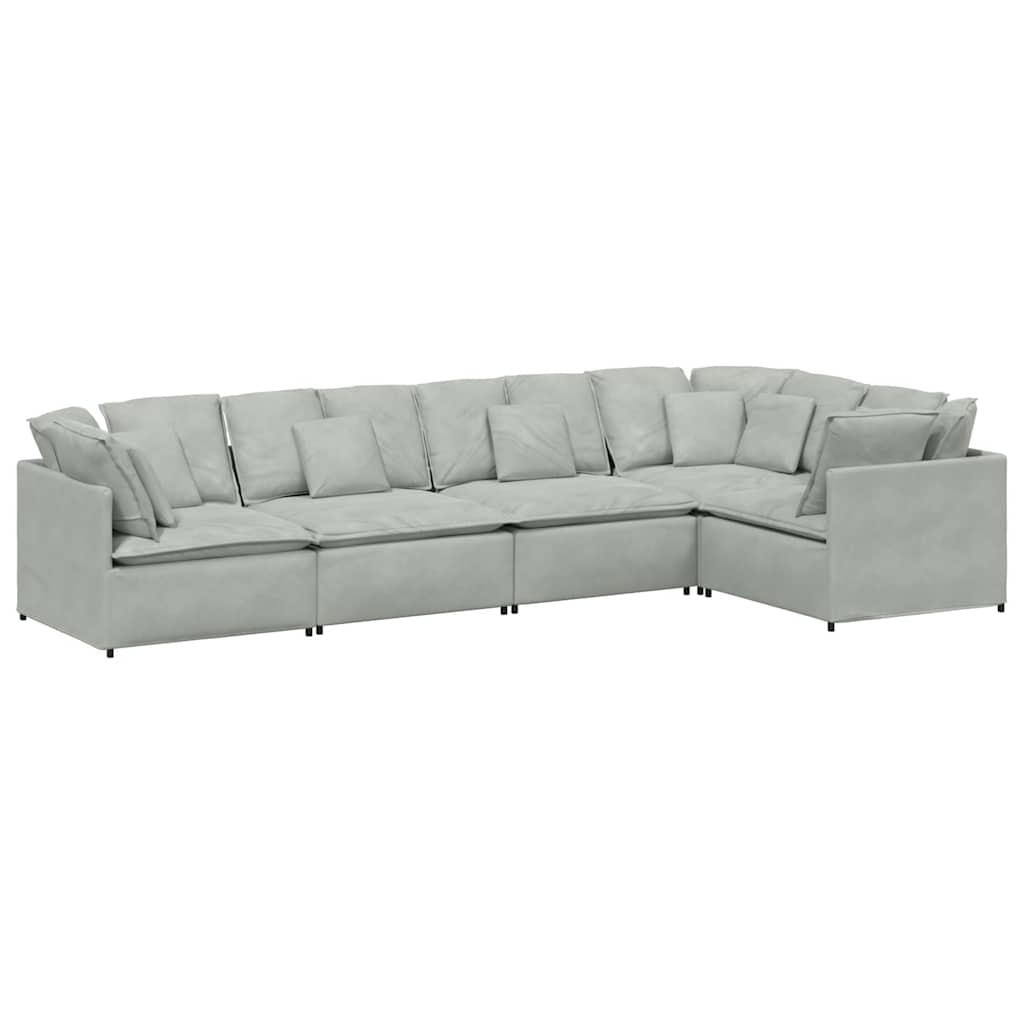 vidaXL Modulares Sofa mit Kissen Samt Hellgrau
