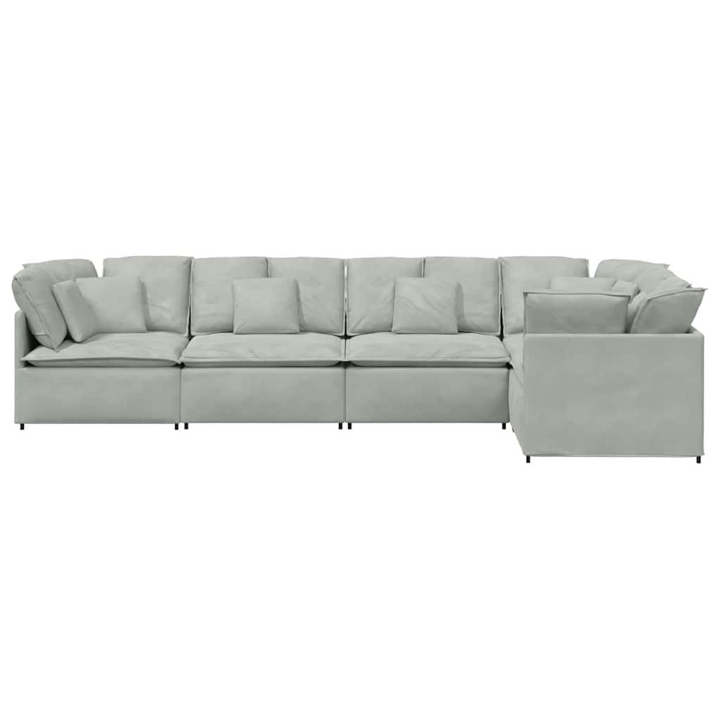 vidaXL Modulares Sofa mit Kissen Samt Hellgrau