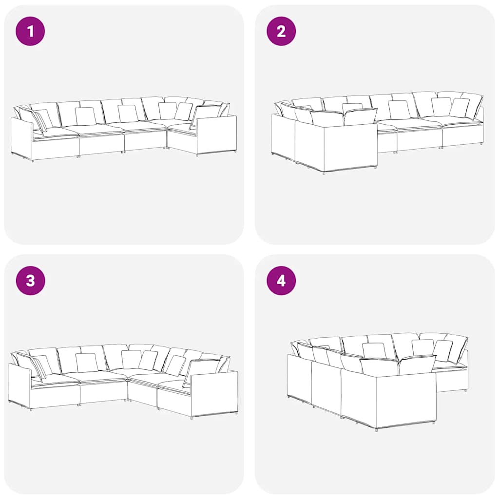 vidaXL Modulares Sofa mit Kissen Samt Hellgrau