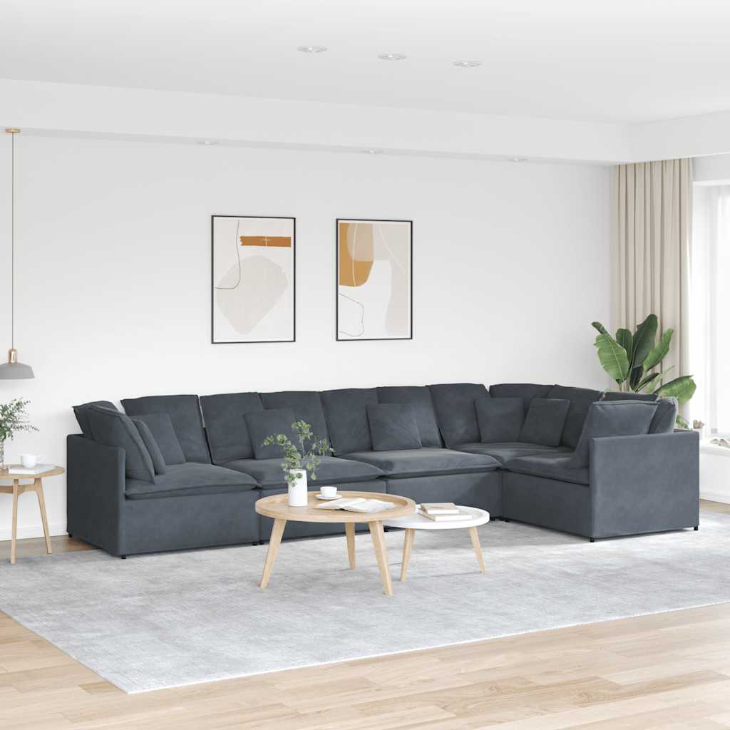 vidaXL Modulares Sofa mit Kissen Samt Hellgrau