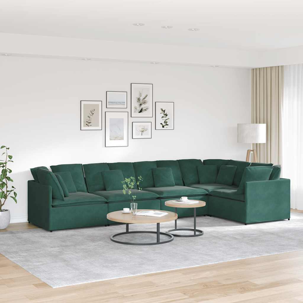 vidaXL Modulares Sofa mit Kissen Samt Hellgrau
