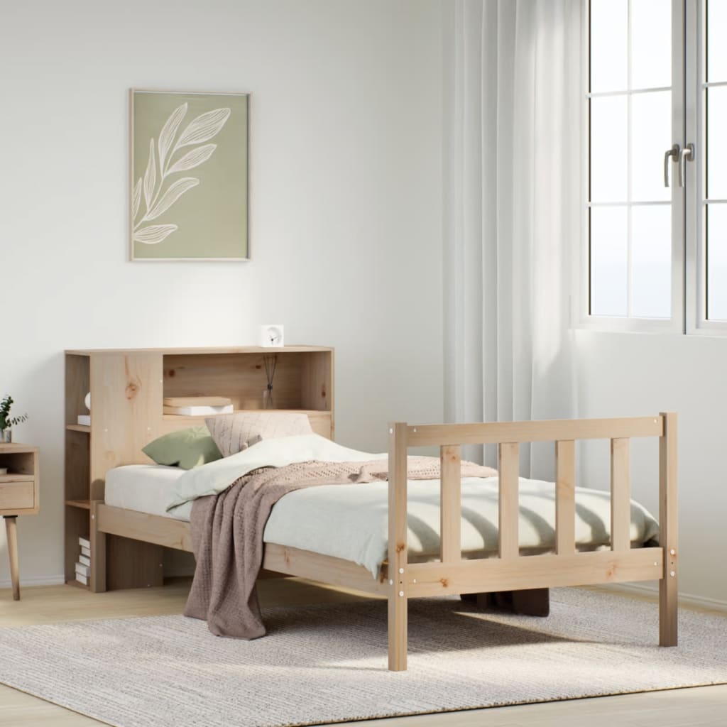 Bücherregalbett ohne Matratze 75x190 cm Massivholz Kiefer