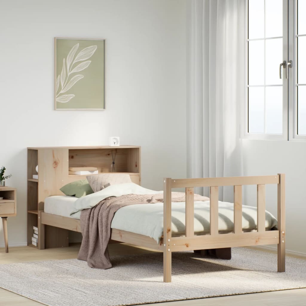 Bücherregalbett ohne Matratze 75x190 cm Massivholz Kiefer