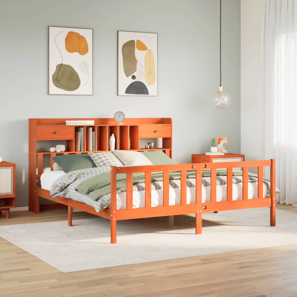 vidaXL Bücherregalbett ohne Matratze 75x190 cm Massivholz Kiefer