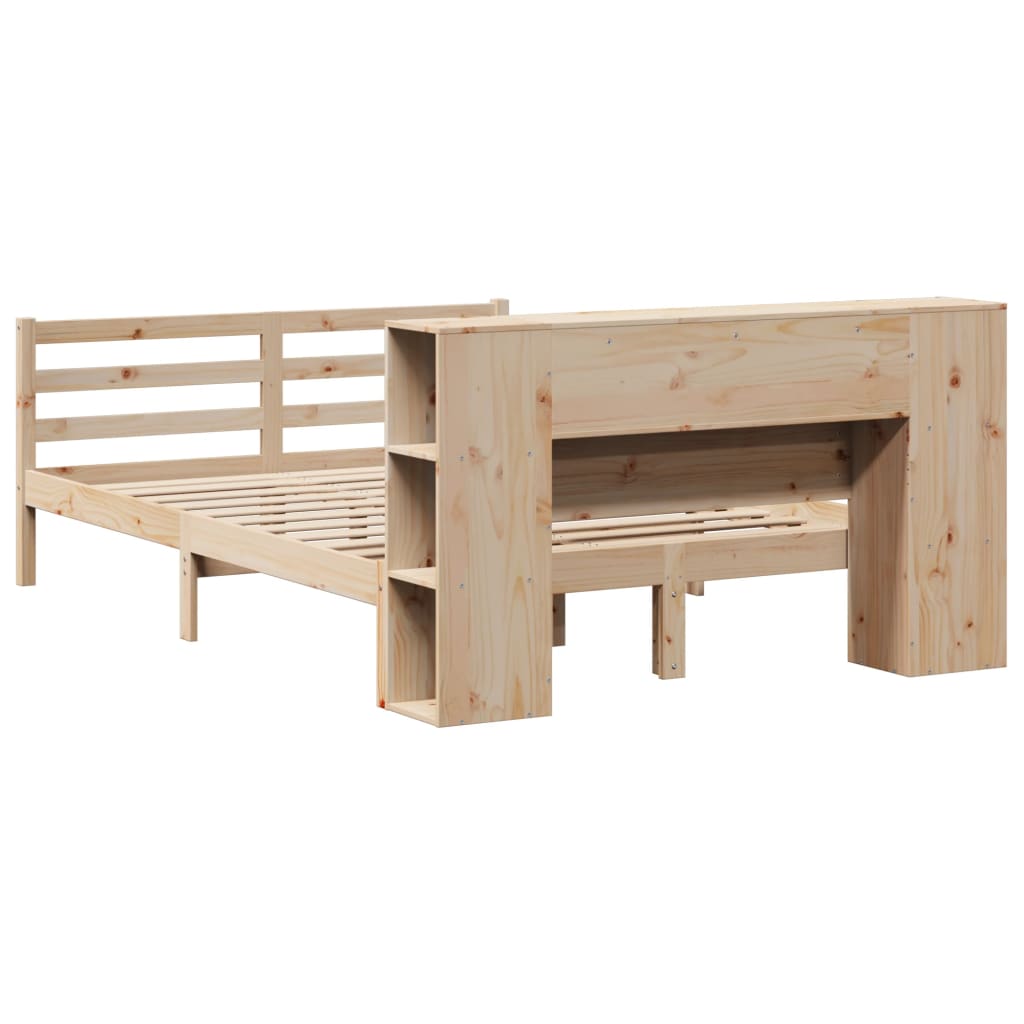 vidaXL Massivholzbett mit Regal ohne Matratze 120x190 cm Kiefernholz
