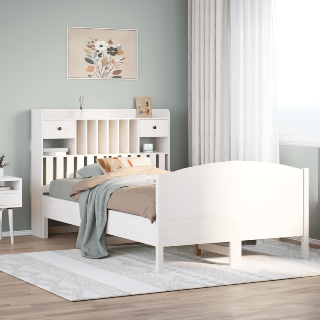 vidaXL Massivholzbett mit Regal ohne Matratze Wachsbraun 200x200 cm