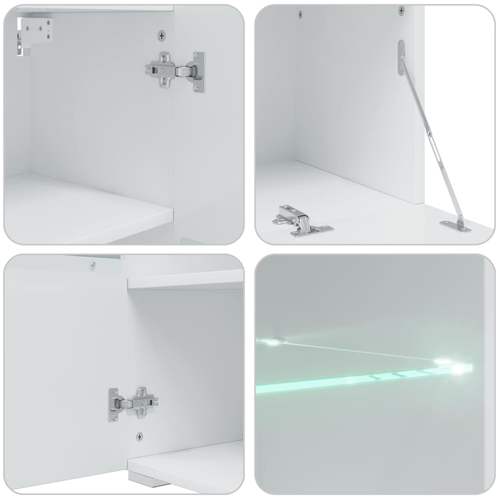 vidaXL 5-tlg. Wohnwand mit LED-Beleuchtung Mattweiß Holzwerkstoff