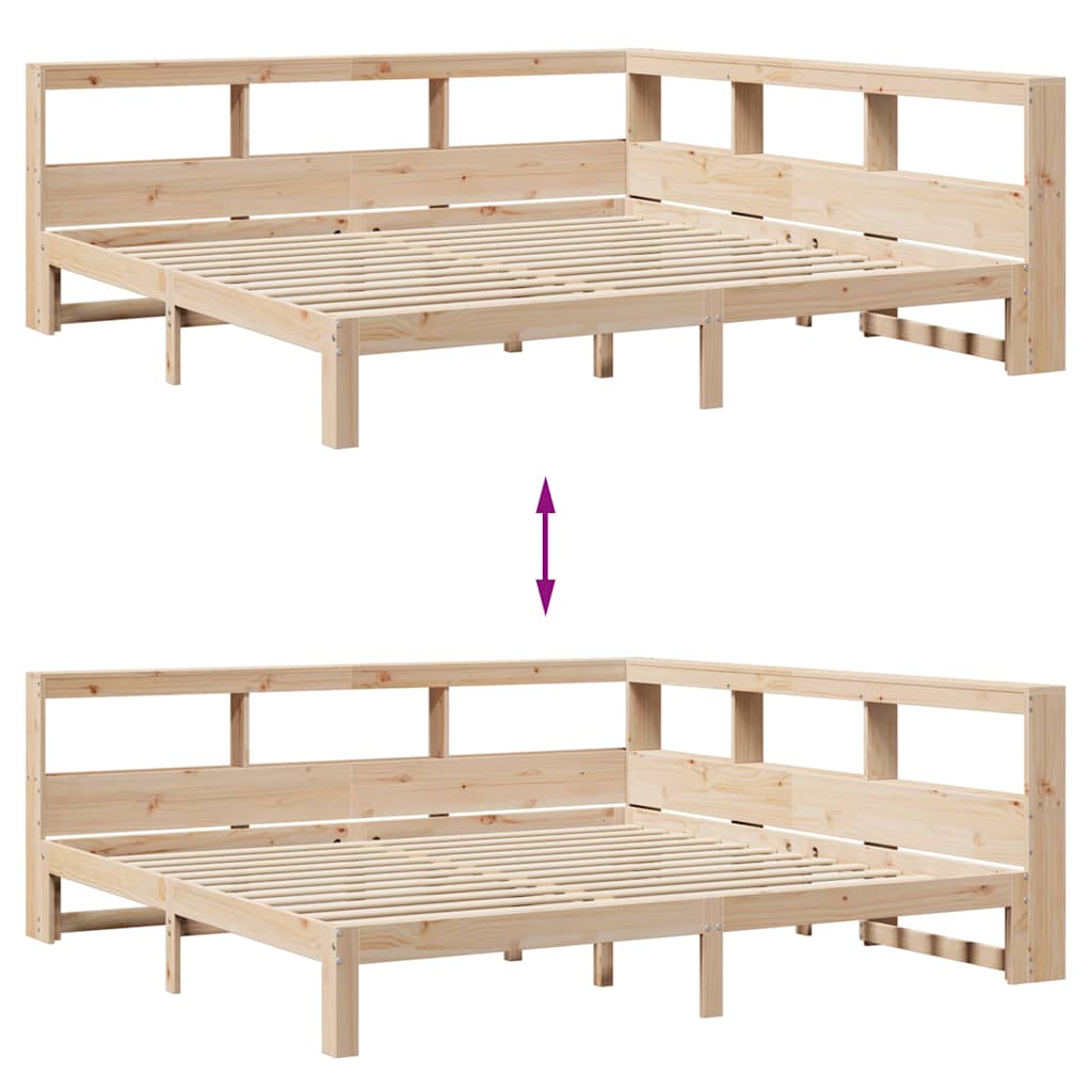 vidaXL Massivholzbett mit Regal ohne Matratze 200x200 cm Kiefernholz