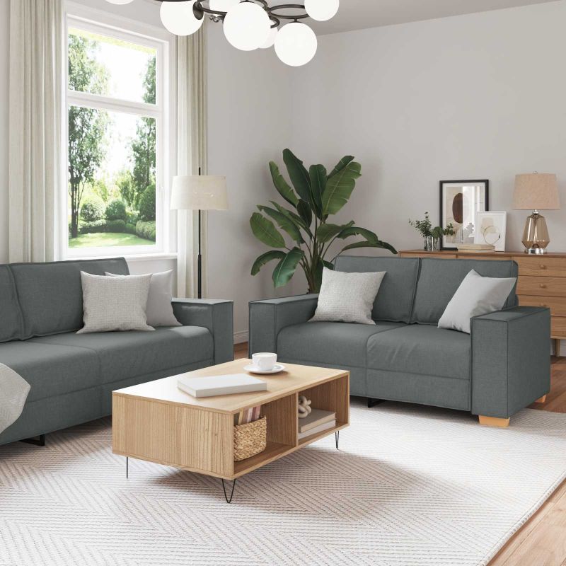 vidaXL Sofa 3 pcs Hellgrau Stoff