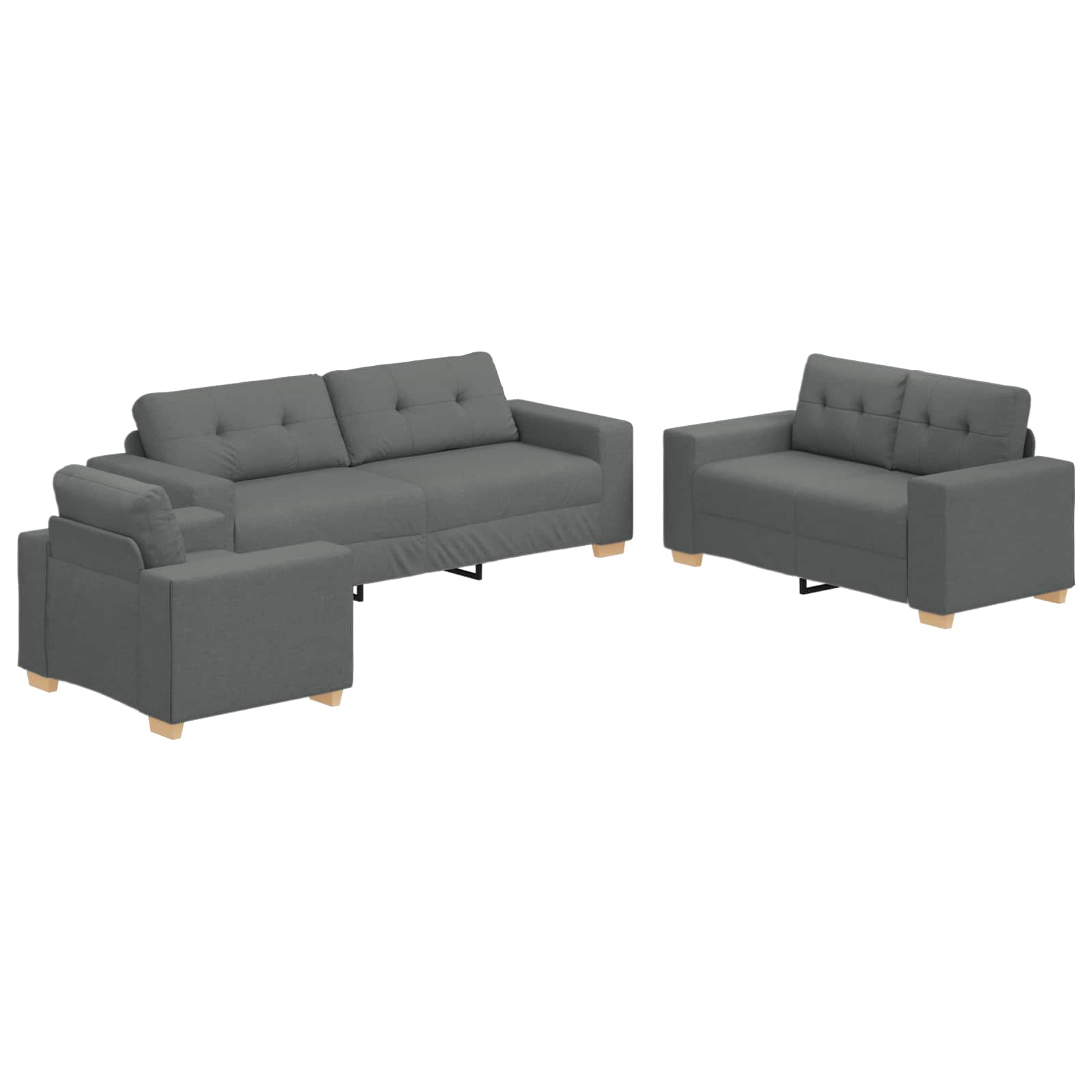 vidaXL Sofa 3 pcs Dunkelgrau Stoff