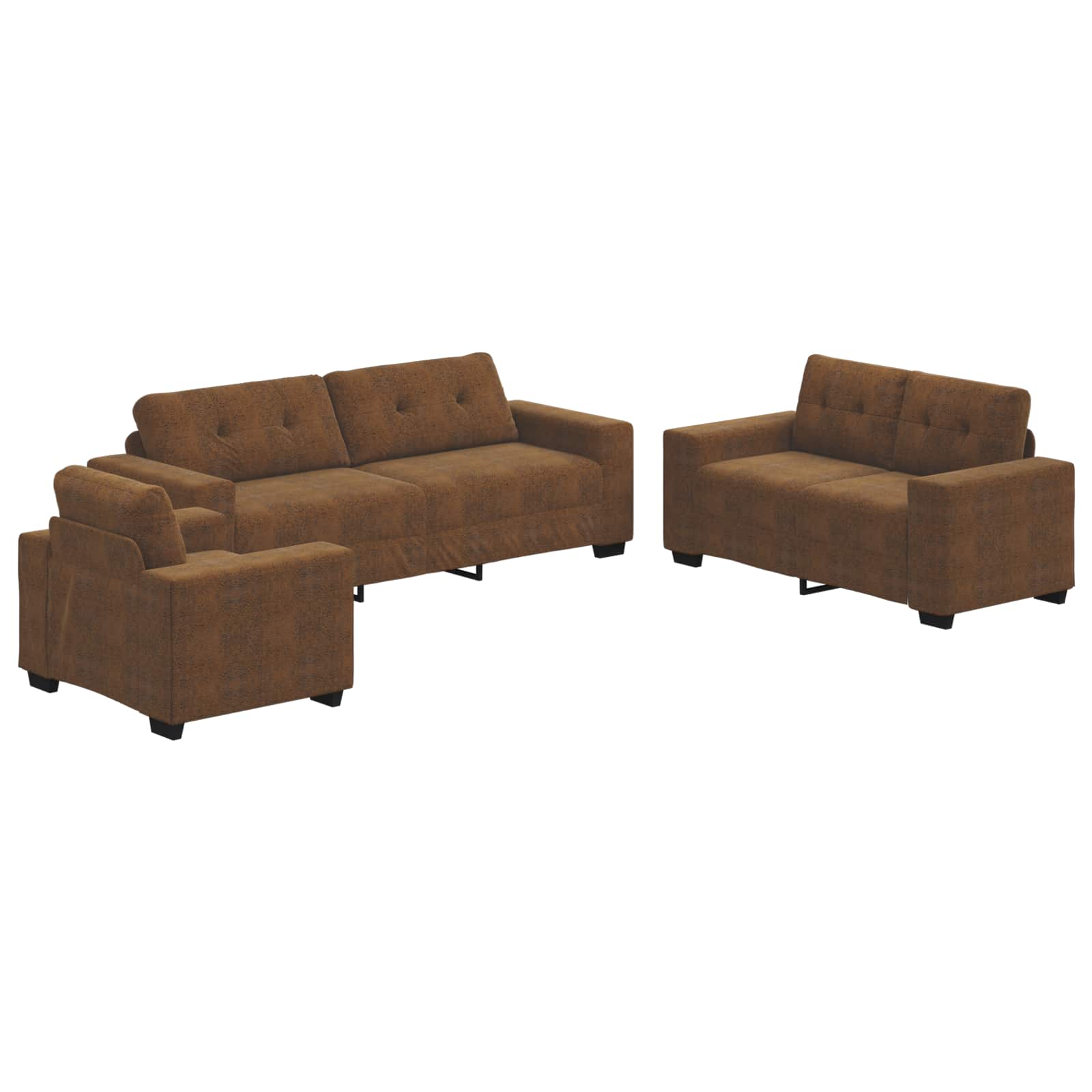 vidaXL Sofa 3 pcs Braun Kunstleder