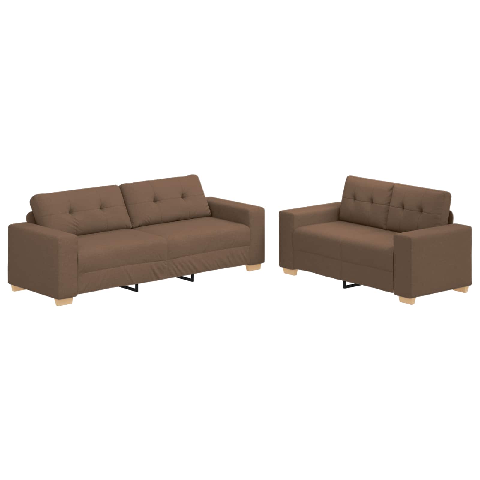 vidaXL Sofa 2 pcs Braun Stoff