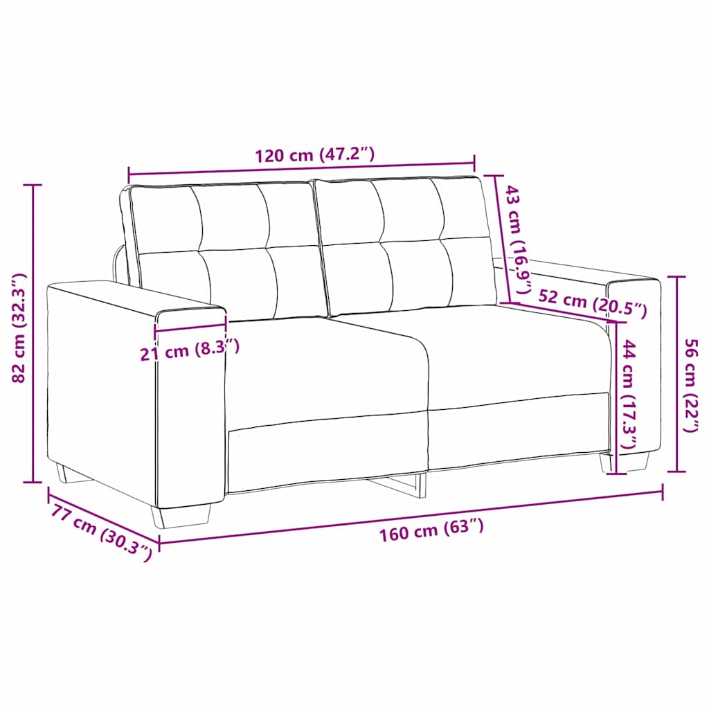 vidaXL | Sofa | 2 pcs Dunkelgrau 221 x 78 x 80 cm Kunstleder