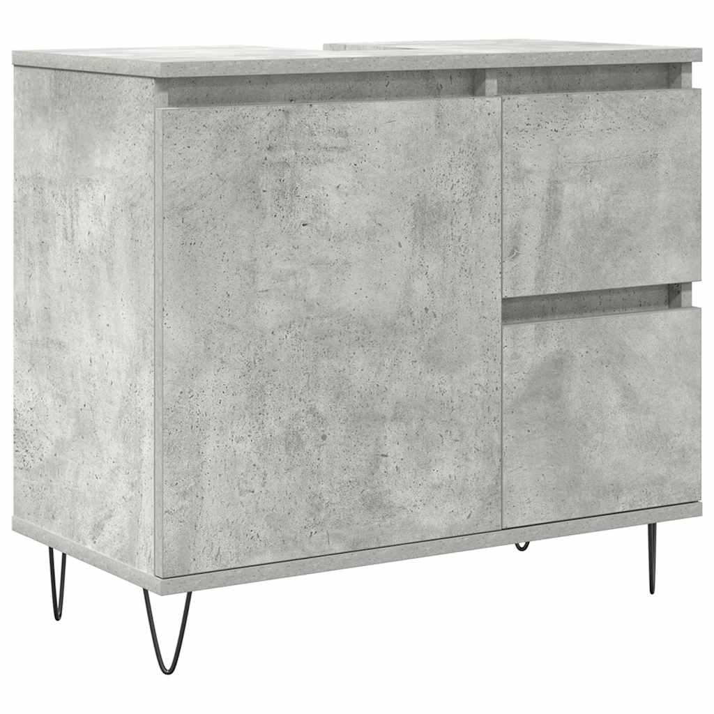 vidaXL 3-tlg. Badmöbel-Set Betongrau Holzwerkstoff