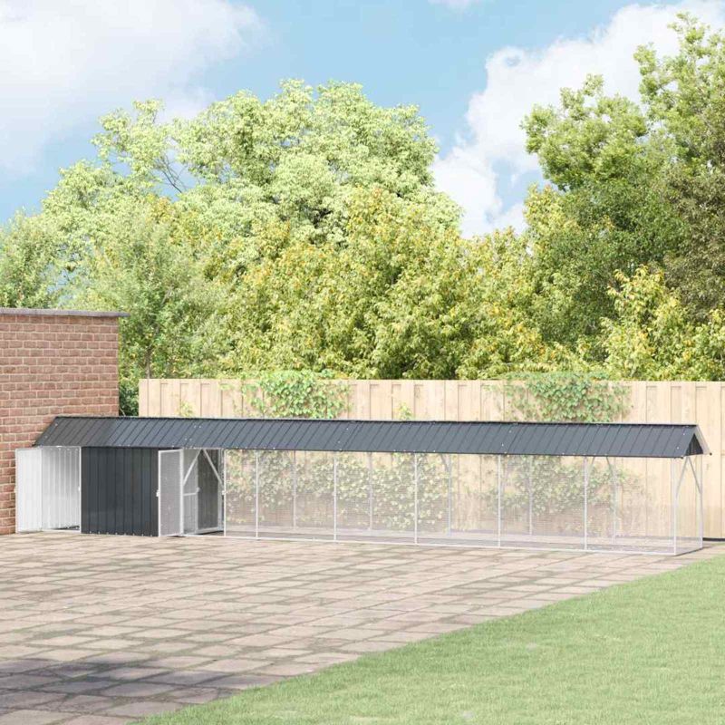 vidaXL Vogelkäfig Anthrazit 422 x 103 x 142 cm Verzinkter Stahl