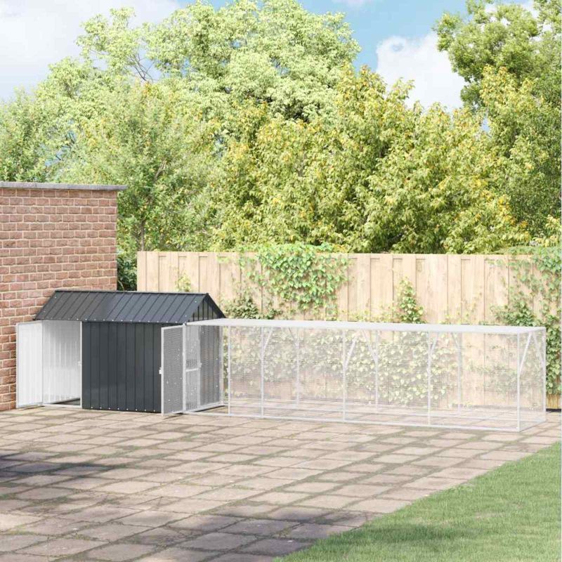 vidaXL Vogelkäfig Anthrazit 416,5 x 103 x 142 cm Verzinkter Stahl