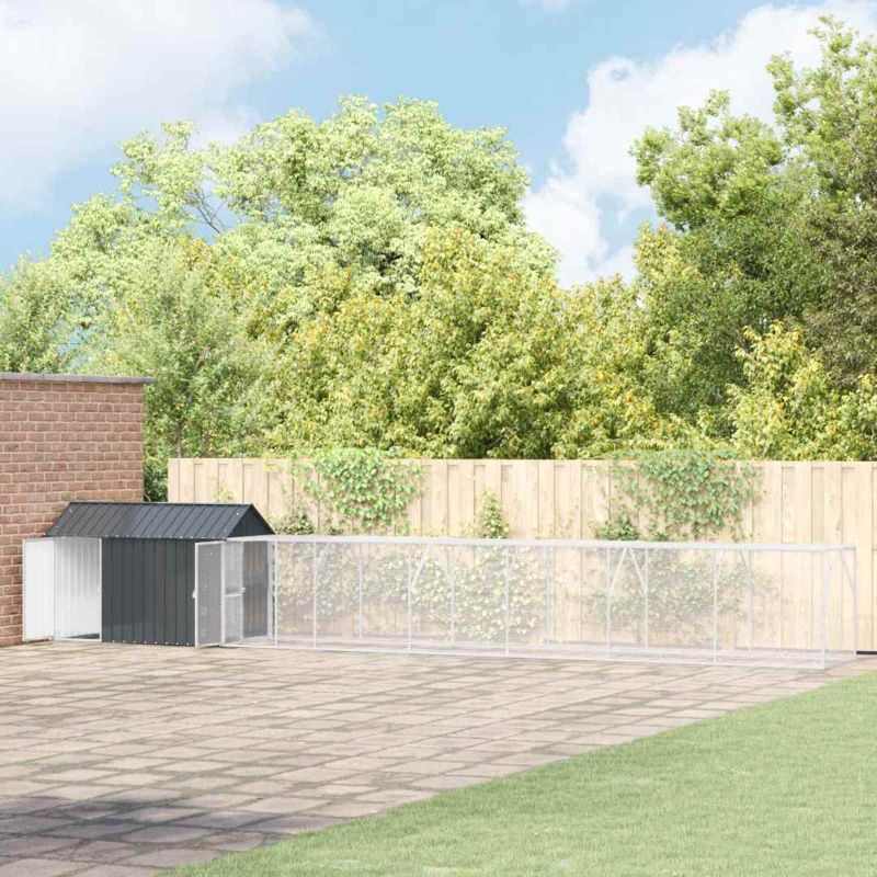 vidaXL Vogelkäfig Anthrazit 416,5 x 103 x 142 cm Verzinkter Stahl