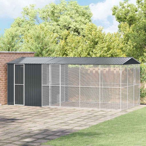 vidaXL Vogelkäfig Anthrazit 422 x 103 x 142 cm Verzinkter Stahl